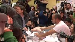 CLEAN : Podemos leader votes in landmark Spain elections News Clip