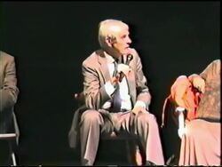 Kesey and Timothy Leary speak at conference Stock Footage