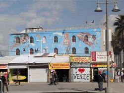VENICE RECONSTITUTED MURAL AND BOARDWALK Stock Footage
