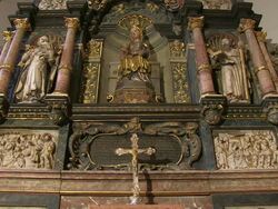 MS Shot of  altar with mother of god and child in church / Saarburg-Beurig, Rhineland Palatinate, Germany Stock Footage