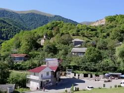 Goshavank monastery, view of the village Stock Footage