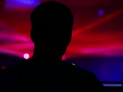 HD DJ in Disco Back View Stock Footage