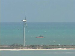 MS, Brazil, Ceara, Fortaleza, Wind turbine on Iracema's Beach Stock Footage