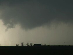 WS View of developing tornado behind house / Silverton, Texas, United States Stock Footage