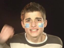 Uruguay football / soccer sports fan - HD &amp; PAL Stock Footage