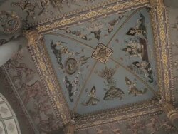 MS LA PAN ceiling interior of Patuxai Gate / Vientiane, Laos Stock Footage