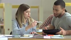 MS Two Students Using Digital Tablet Stock Footage