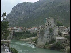 BOSNIA: 3RD ANNIVERSARY OF DESTRUCTION OF MOSTAR BRIDGE News Clip