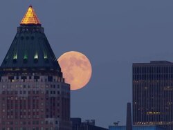 Manhattan's Supermoon Stock Footage
