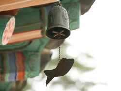 MS Fish shape bell at Magoksa temple / Gongju, Gyeongsangnam-do, South Korea Stock Footage