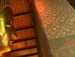 Pan Left Shot Reclining Buddha Bangkok Thailand Stock Footage