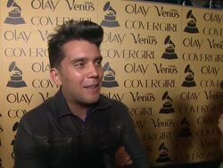 INTERVIEW: Gustavo Galindo on coming out tonight at GRAMMY Glam Presented By CoverGirl, Olay, And Venus on 2/7/12 in Los Angeles, CA Stock Footage