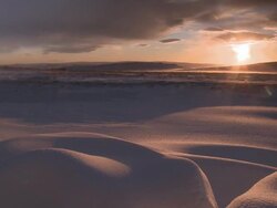 Icy landscape at sunset, Dartmoor, UK Stock Footage