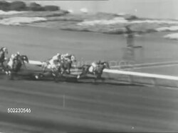 Racehorse Citation runs in 1951 Hollywood Gold Cup race at Hollywood Park News Clip