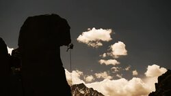 climber rappelling Stock Footage