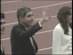 President Oscar Arias takes office, adds rally News Clip