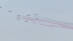 Military jets in colourful flypast over Tahrir Square News Clip