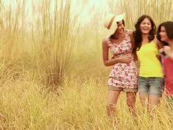 Three young women walking in the forest, Delhi, India Stock Footage