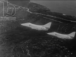HMAS Albatross and Skyhawks and Trackers in flight. Australia, 1968 Stock Footage