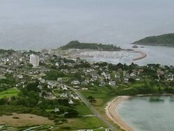 WS AERIAL View of town and harbor / Brittany, France Stock Footage