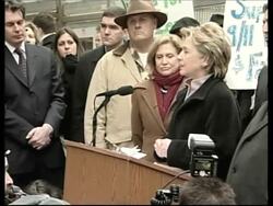Democrat presidential hopefuls Clinton and Richardson appearances News Clip