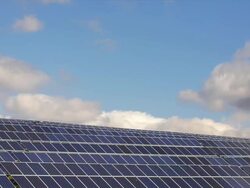 HD TL Solar Park in Front of Cloudy Sky (4:2:2) Stock Footage