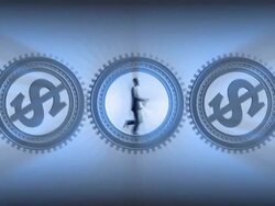 (Loop) Businessman running after Money Stock Footage