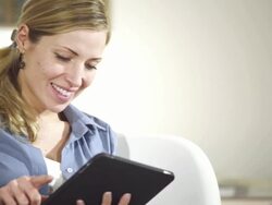 Woman watching photos Stock Footage