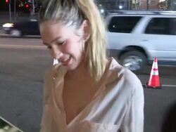 Dylan Penn greets fans at the House Of Cards Season 2 Screening - Celebrity Sightings in Los Angeles Stock Footage