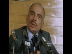 SYND 30 11 80 KING HUSSEIN SUPPORTS IRAQ IN PRESS CONFERENCE News Clip