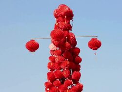 LA CU Chinese New Year Decorations/xian,shaanxi,china Stock Footage