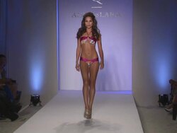 Models walk the runway during the Aqua Di Lara swimwear 2012 show  Stock Footage
