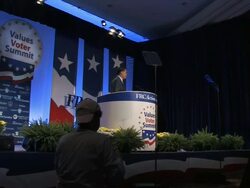  MS ZI ZO  Mitt Romney candidate of  Republican Party  giving speech on stage at  Values Voters Summit Audio / Washington, DC, United States Stock Footage