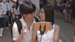 Takeshita Selfie Young Adult Selfie Slow motion Harajuku  Tokyo Japan. Stock Footage