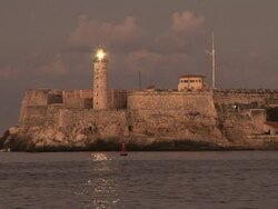 WS Lighthouse at sunset, Havana, Ciudad de la habana, Cuba Stock Footage