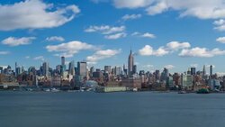 Manhattan, view of the Empire State Building and Midtown Manhattan across the Hudson River, New York, United States of America - Time lapse Stock Footage