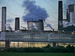 Power Station at night Stock Footage
