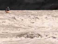 Man white water kayaking Stock Footage