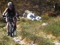HD: Persistent Mountain Bikers Cycling Uphill Stock Footage