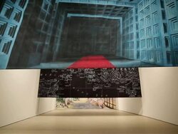 Artist Ayse Erkmen Unveils 11 Large-Scale Theatrical Backdrops Stock Footage