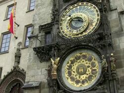MS View of astronomical clock at old town hall / Prague, Hlavni mesto Praha, Czech Republic Stock Footage