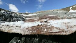 Melting ice and snow at on Joinville Island just off the Antarctic Peninsular. The peninsular is one of the fastest warming places on the planet. Stock Footage