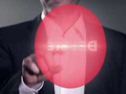 Businessman pressing virtual "delete" button Stock Footage