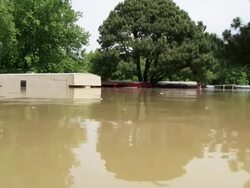 May 9, 2001 Mississippi River Flooding, flooded trailer park in northwest Memphis, Tennessee, USA Stock Footage