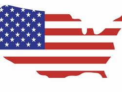 US MAP : and flag (TRANSITION) Stock Footage