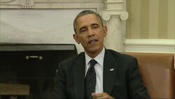 After meeting Ukraine's new Prime Minister at the White House, President Barack Obama says that if Russia continues an aggressive path in Ukraine, the United States and other countries will, in his words, be "forced to apply costs" to Moscow. (March 12) News Clip