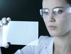 Woman the scientist is analysing structure DNA. Stock Footage