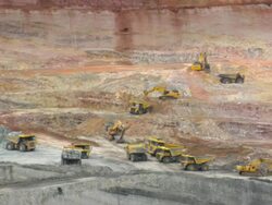 WS Shot of power shovels working at mine / Andorra, Teruel, Spain Stock Footage