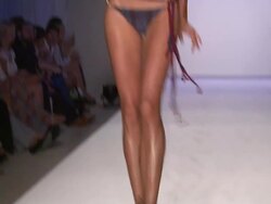 Models walk the runway during the Vitamin A by Amahlia Stevens swimwear 2013 show at the Vitamin A by Amahlia Stevens - Runway - MBFW Miami Swim 2013 Stock Footage