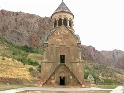 MS ZO Shot of Noravank monastery and gorge, Armenia / Armenia Stock Footage
